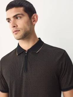 Best Next Noir - Polo à motif quart de zip