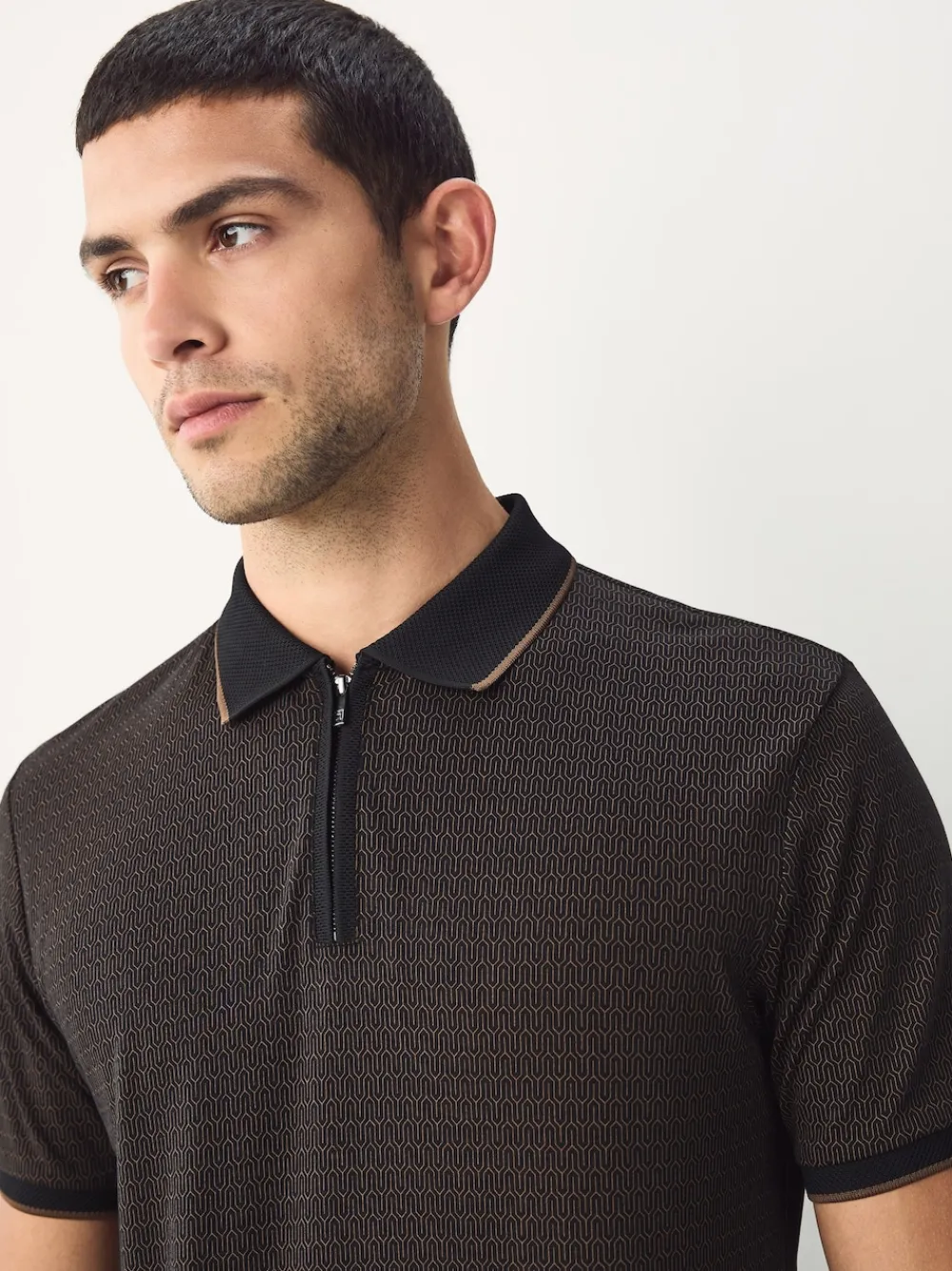 Best Next Noir - Polo à motif quart de zip