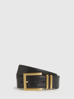 Reiss Noir - Brompton Leather Square Buckle Ceintures|Femme Ceintures