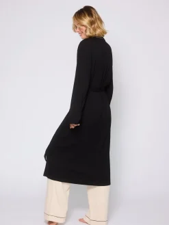 Loungeable Noir - Robe de chambre kimono côtelée|Femme Robes De Chambre