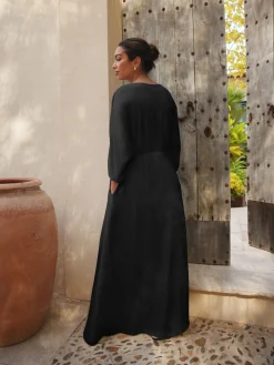 Best Next Noir - Robe longue caftan en jersey