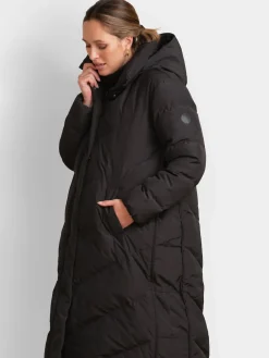Outlet Seraphine Noir - 3-en-1 Long manteau Grossesse à chevrons