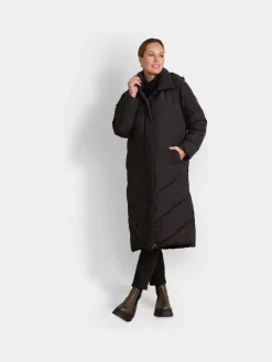 Outlet Seraphine Noir - 3-en-1 Long manteau Grossesse à chevrons