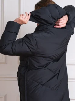 Outlet Seraphine Noir - 3-en-1 Long manteau Grossesse à chevrons