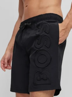 Online BOSS Noir - Short de bain Whale doublé avec logo