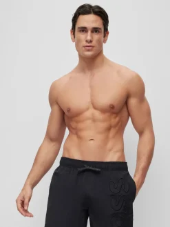 Online BOSS Noir - Short de bain Whale doublé avec logo