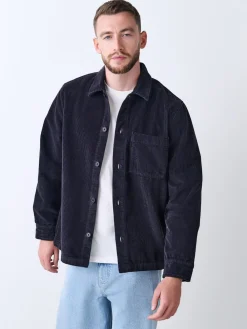 Sale Next Noir - Surchemise veste-chemise en velours côtelé à poche unique