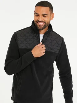 Outlet Threadbare Noir - Sweat-shirt en polaire matelassée quart de zip