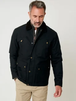 Saltwell Noir - Veste à col en velours côtelé ciré|Homme Manteaux Et Vestes