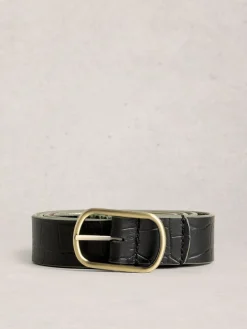 Discount White Stuff - ceinture en cuir réversible Noir