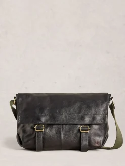 White Stuff Noir - Teddy Leather Messenger Bag|Homme Sacs
