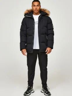 Zavetti Canada Noir - Mens Oshawa 2.0 Veste parka avec fausse fourrure détachable|Homme Manteaux Et Vestes