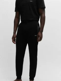 BOSS - Bas de survêtement en coton extensible Noir chrome