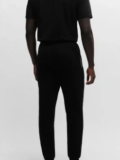 BOSS - Bas de survêtement en coton extensible Noir chrome