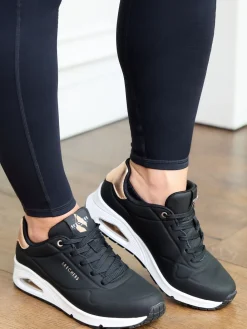 Skechers Noir foncé - Baskets Golden Fit Uno femme dorées|Femme Baskets