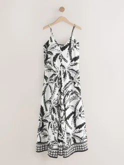 Discount Next Noir/Blanc - Robe longue Imprimé fruits volume