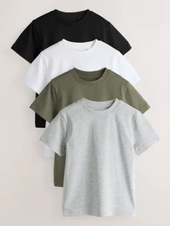 Hot Next - Lot de 4 t-shirts à manches courtes (3-16 ans) Noir/blanc/gris/kaki