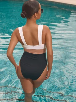 Discount Next Noir/Ecru/Beige - Maillot de bain gainant pigeonnant