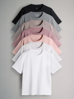 Hot The Set Noir/marron/taupe/rose/rose clair/Cream/blanc - lot de 7 t-shirts essentiels