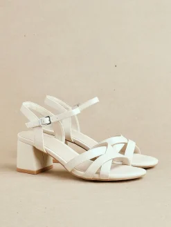 Clearance Linzi - Sandales Flair à talons avec bretelles croisées sur le devant Nude