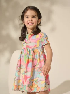 Hot Next - Robe en jersey côtelé (3mths-7yrs) Papillon arc-en-ciel