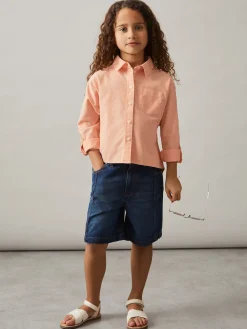 Discount Reiss pêche - Chemise à poignets roulés en lin Leora