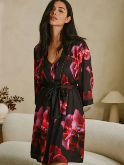 B by Ted Baker Peignoir violet vif en satin fleuri|Femme Robes De Chambre