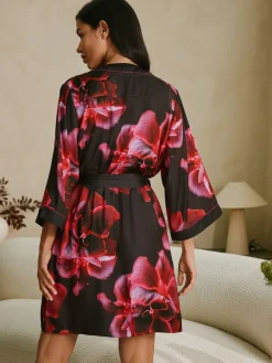 B by Ted Baker Peignoir violet vif en satin fleuri|Femme Robes De Chambre