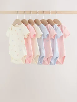 Best Next Personnage pastel multicolore - Lot de 7 bodies bébé à manches courtes