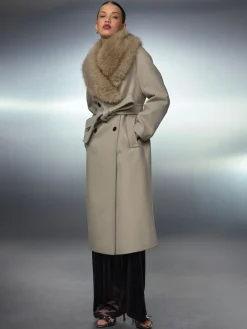 Sale Next Pierre - Manteau ceinturé avec col amovible en fausse fourrure