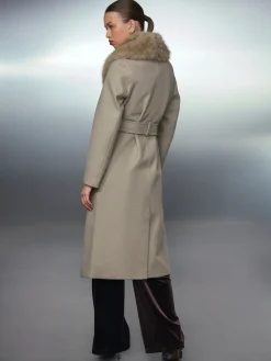 Sale Next Pierre - Manteau ceinturé avec col amovible en fausse fourrure