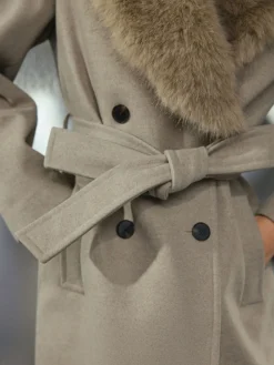 Sale Next Pierre - Manteau ceinturé avec col amovible en fausse fourrure