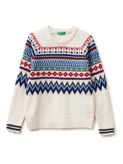 Online Benetton Pull en maille à motif jacquard