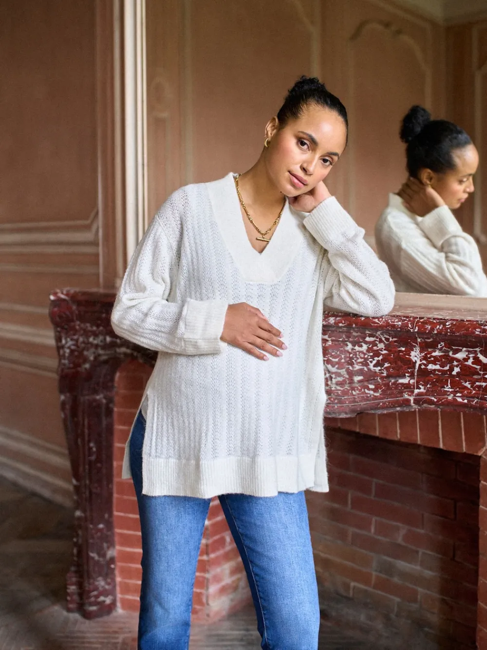 Clearance Seraphine Pulls Grossesse en laine Blend Pointelle