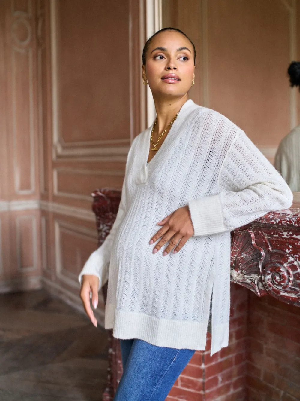 Clearance Seraphine Pulls Grossesse en laine Blend Pointelle