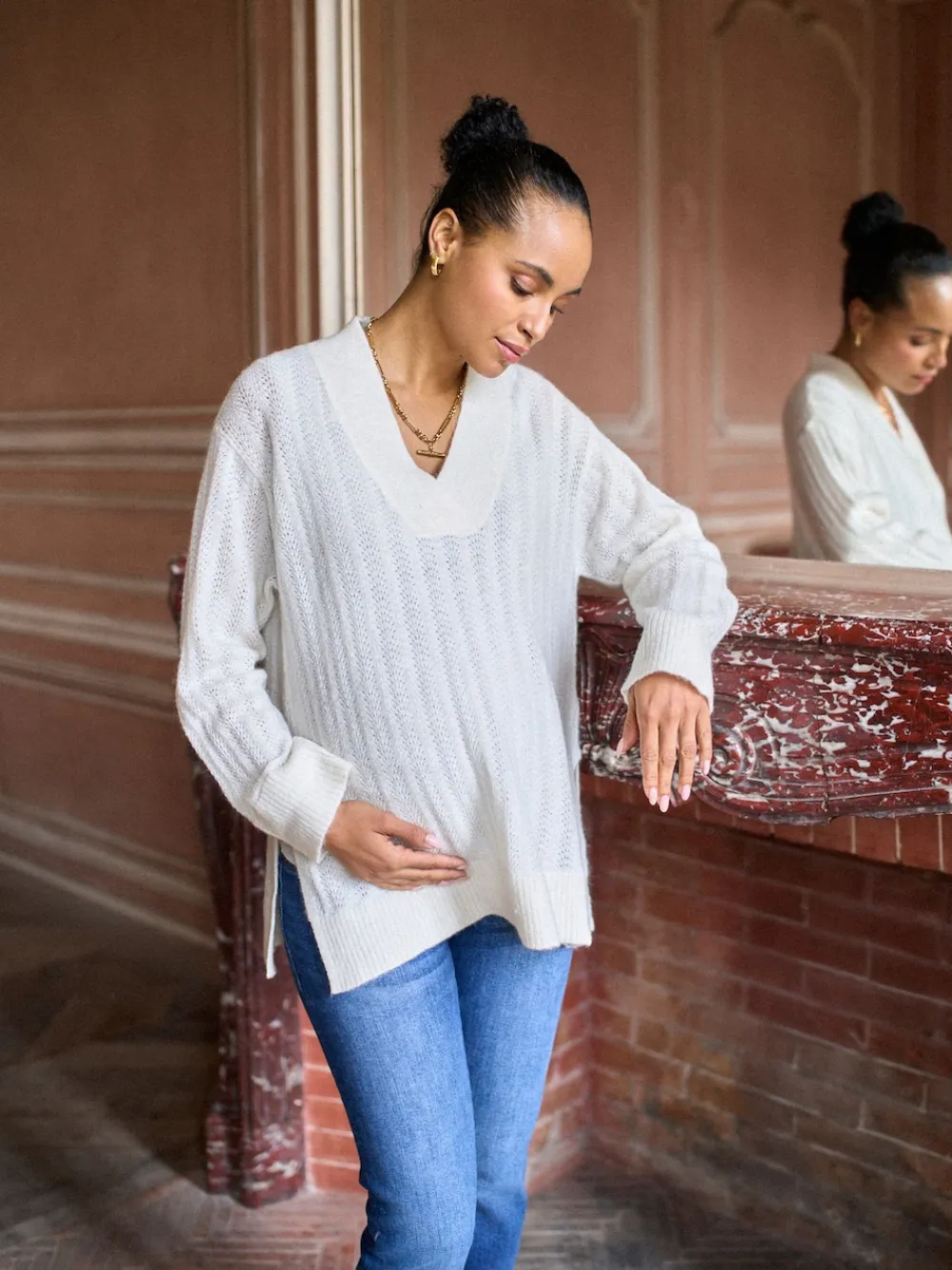 Clearance Seraphine Pulls Grossesse en laine Blend Pointelle