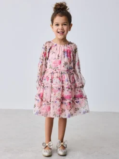 Baker by Ted Baker Robe à nœud à manches longues en maille fleurie| Robes
