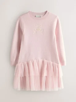 Baker by Ted Baker Robe rose en maille à ourlet en tulle| Tricots