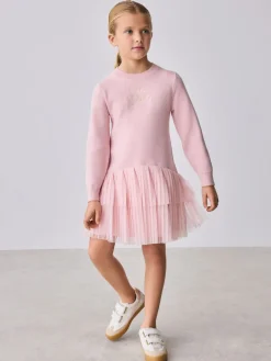 Baker by Ted Baker Robe rose en maille à ourlet en tulle| Tricots