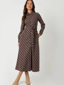Discount Threadbare Robe chemise mi-longue à carreaux ceinturée