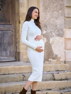 New Seraphine Robe d'allaitement Maternité Premium en maille côtelée