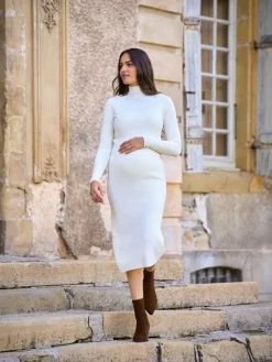 New Seraphine Robe d'allaitement Maternité Premium en maille côtelée