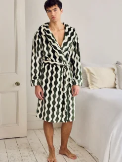 Chelsea Peers Robe de chambre en polaires à rayure ondulée à capuche|Homme Robes De Chambre Et Peignoirs