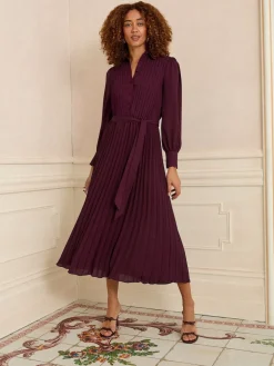 Discount Love & Roses Robe mi-longue plissée