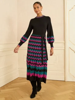 Discount Love & Roses Robe mi-longue en maille festonnée