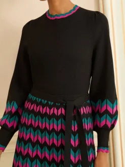 Discount Love & Roses Robe mi-longue en maille festonnée