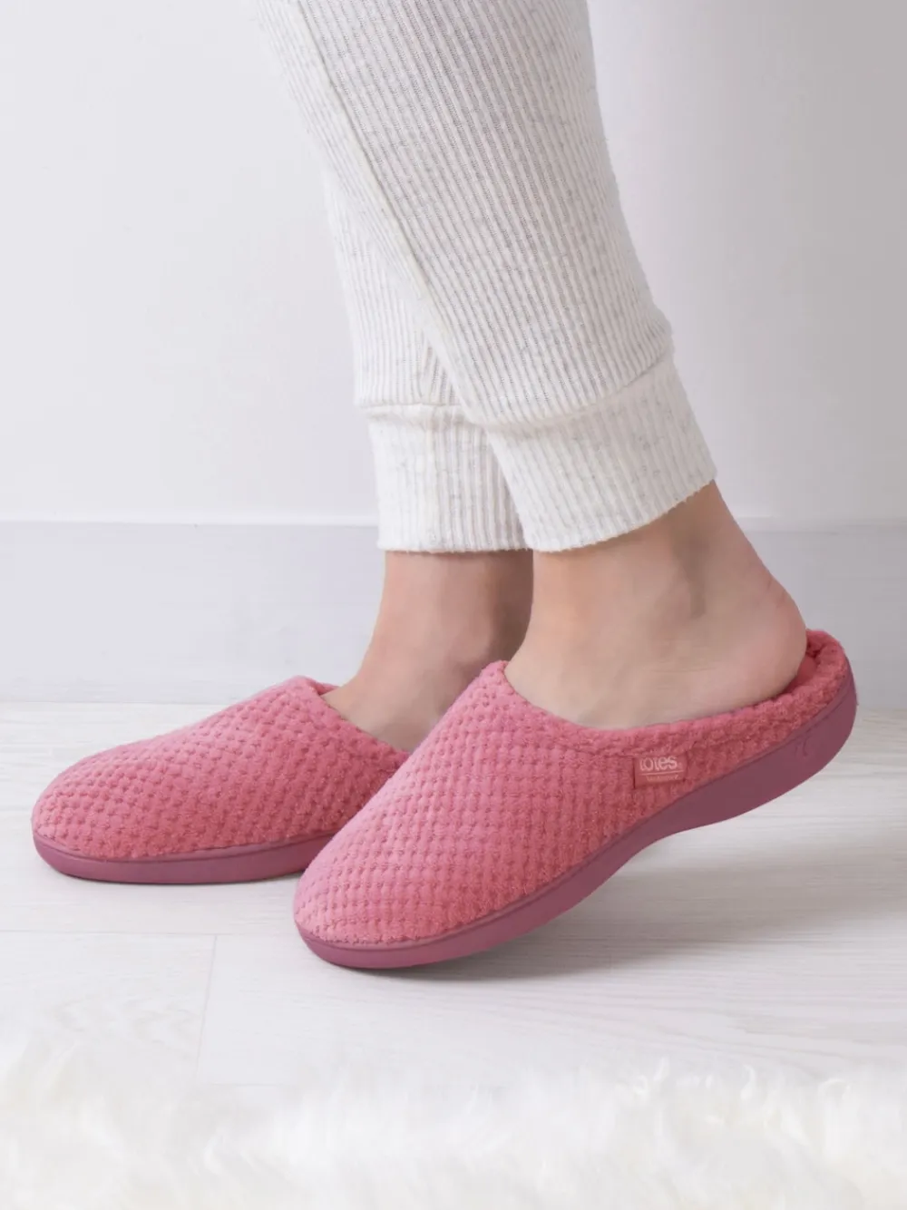 Clearance Totes - Chaussons mules Isotoner Popcorn Terry Rose