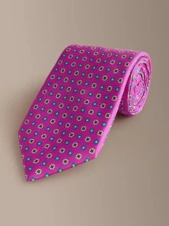 Discount Next - Cravate géométrique en soie Signature italienne Rose