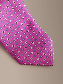 Discount Next - Cravate géométrique en soie Signature italienne Rose