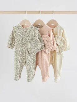 Outlet Next Rose - Lot de 3 dors-bien bébé avec turbans assortis (0mois2ans)
